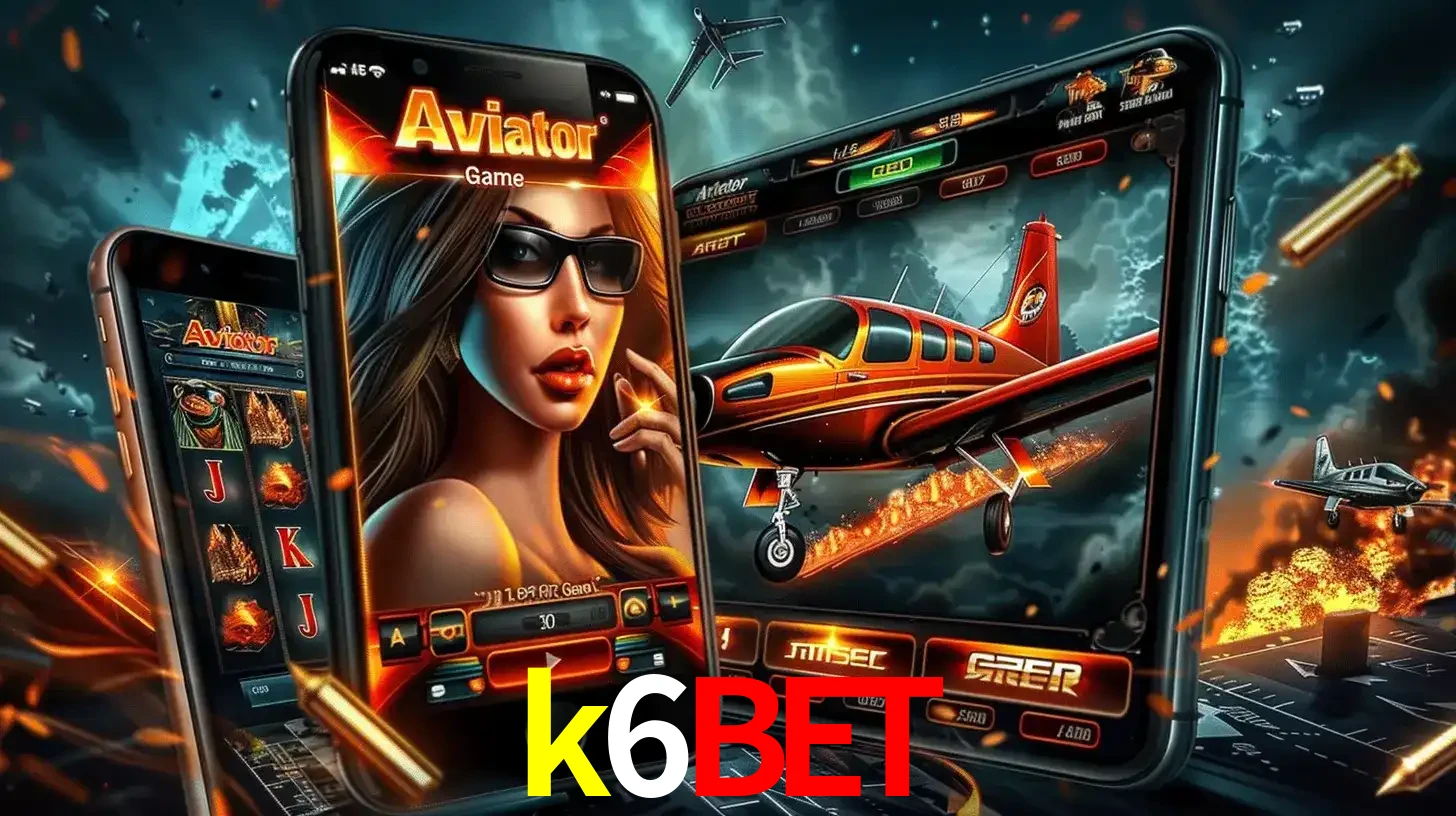 O popular jogo de apostas Aviator exibido em vários celulares e tablets, mostrando a interface emocionante e a ação de voo disponíveis para jogar agora no k6bet.