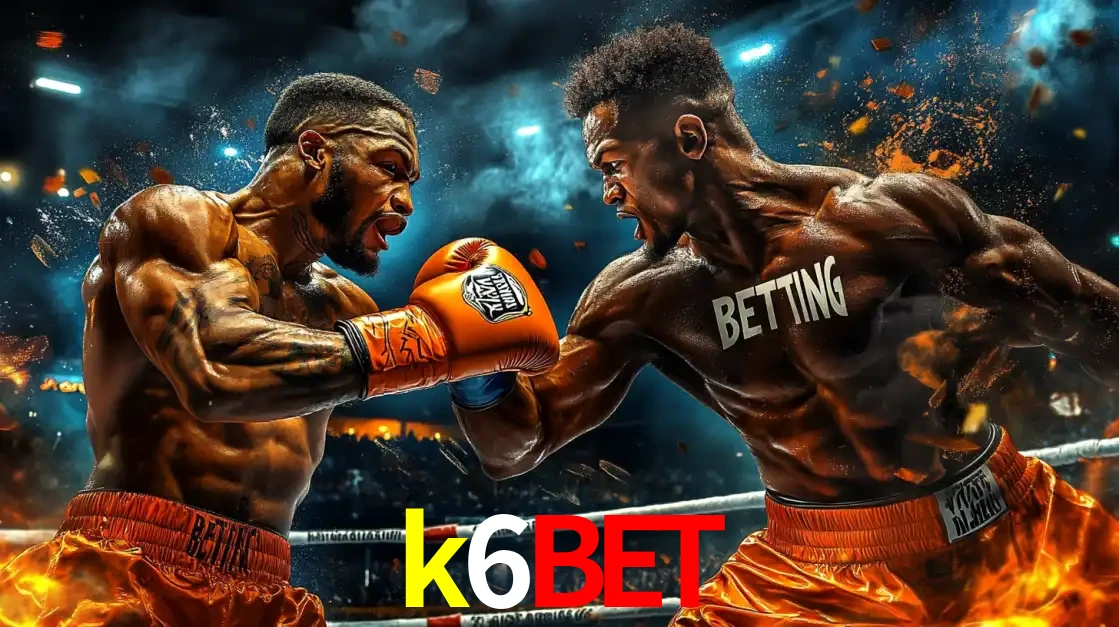 Dois boxeadores em uma luta intensa e explosiva, representando a adrenalina e as oportunidades de apostas em esportes de combate disponíveis na plataforma k6bet.