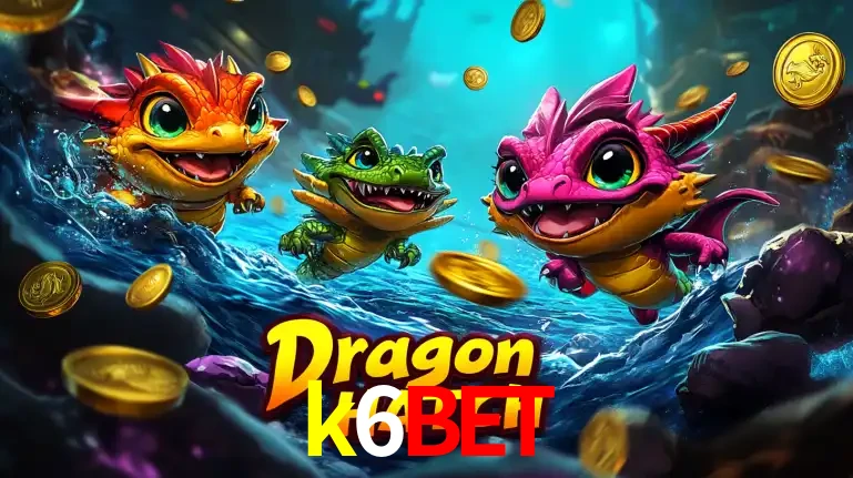 Arte promocional do jogo Dragon Hatch com três adoráveis dragões bebês nadando entre moedas de ouro, um dos slots mais divertidos para jogar no cassino k6bet.