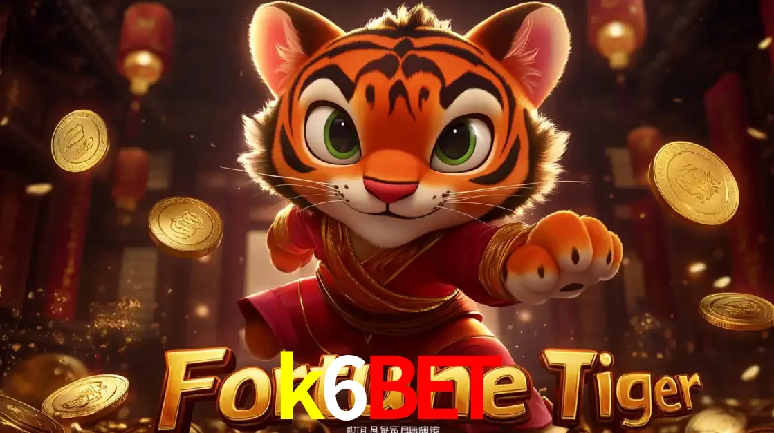 O carismático mascote do jogo de slot Fortune Tiger, um tigre fofo em pose de artes marciais, pronto para trazer sorte e multiplicadores de ganhos no cassino online k6bet.