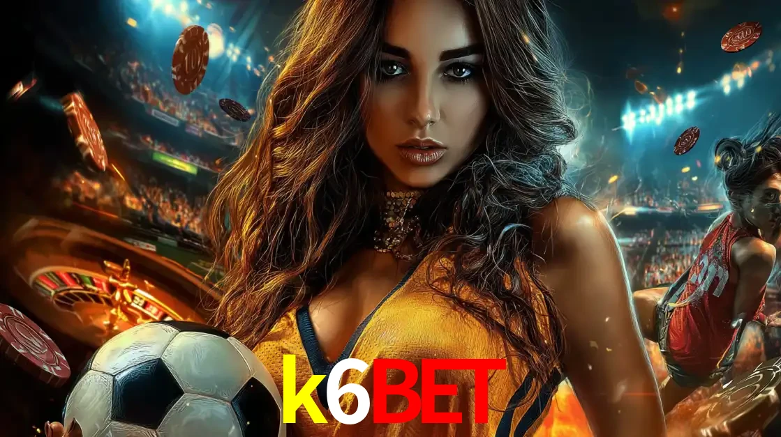 Mulher segurando uma bola de futebol em uma montagem que mistura a paixão esportiva com a emoção da roleta de cassino, tudo disponível na plataforma k6bet.